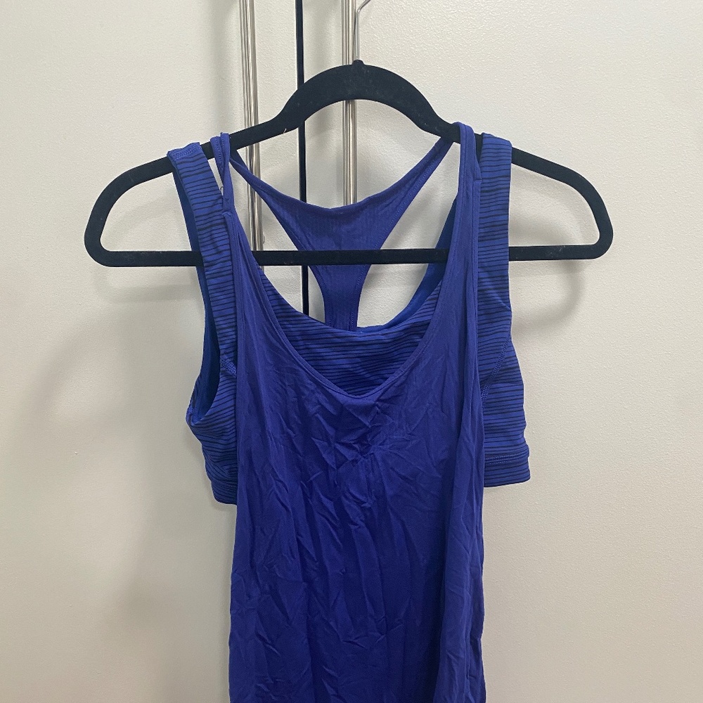 Lululemon Workout Tank Top Blue Built in Sports Bra